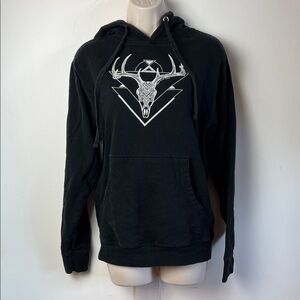 Deer Skull Graphic Black Hoodie
